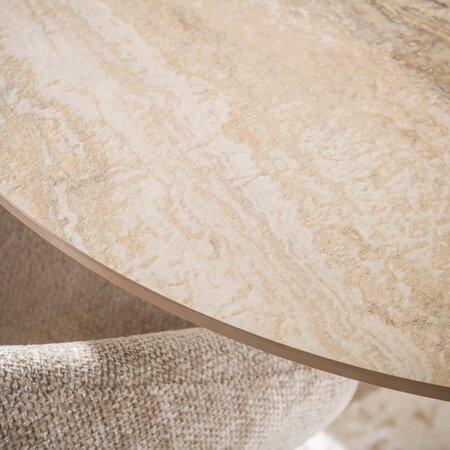 BelaLuz Japandi eetkamertafel Ayla 215 cm travertin beige ovaal
