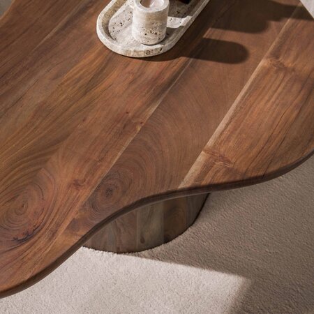 BelaLuz Japandi salontafel Mae organisch 135 cm massief acaciahout bruin