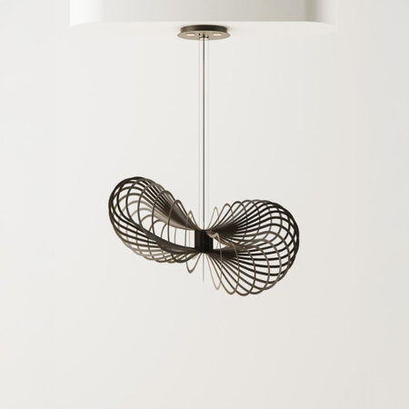 Ztahl Design hanglamp Martani 4-lichts Ø125 cm platinum met verlichte plafondplaat