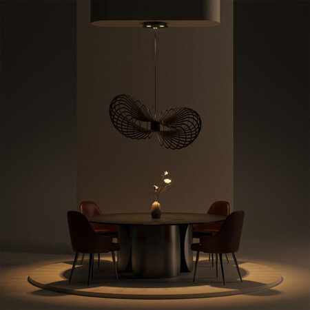Ztahl Design hanglamp Martani 4-lichts Ø125 cm platinum met verlichte plafondplaat