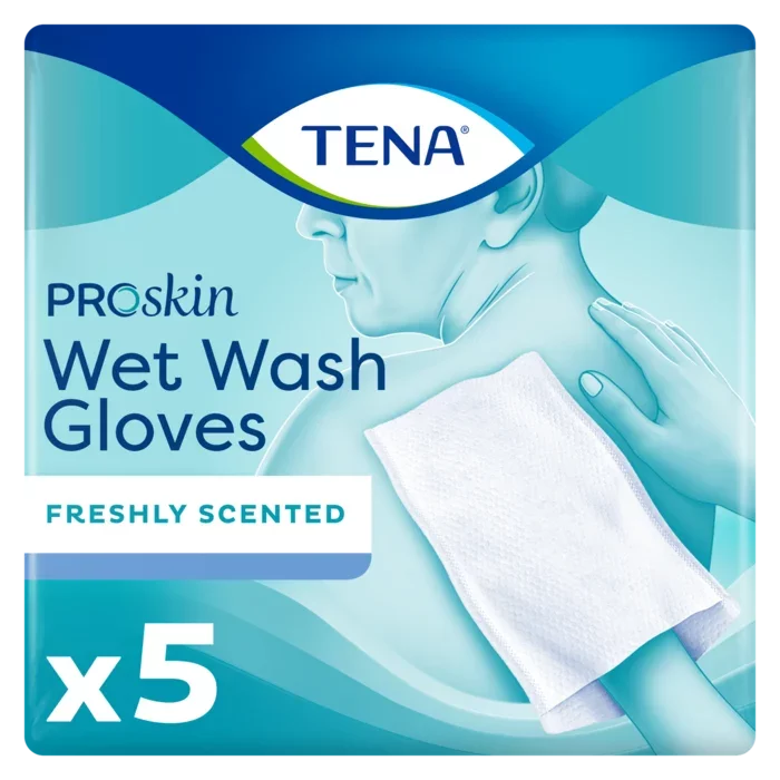 TENA Wet Wash Glove – freshly scented 5 / 8 stuks