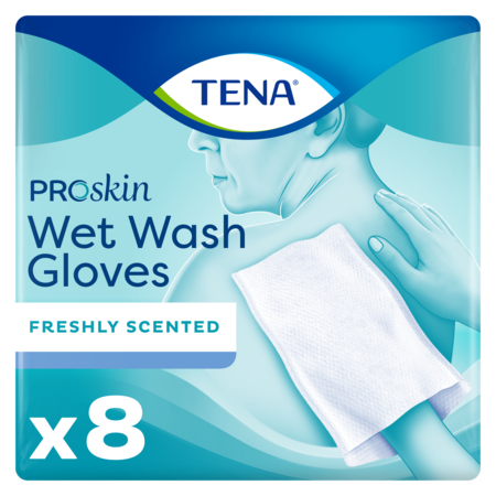 TENA Wet Wash Glove – freshly scented 5 / 8 stuks