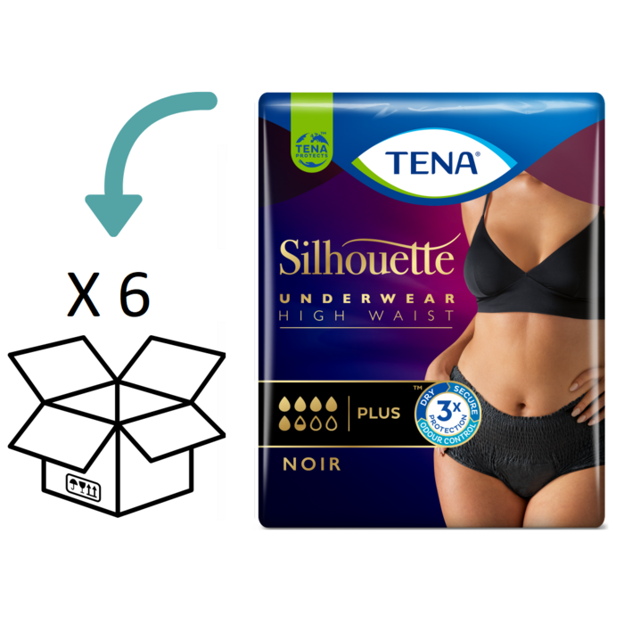 6 pakken TENA Silhouette Plus High Waist Noir (M/ L)  (oude variant)