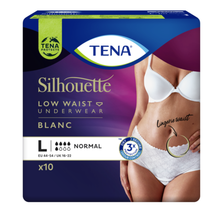 6 pakken TENA Silhouette Normal Low Waist Blanc  (oude variant)