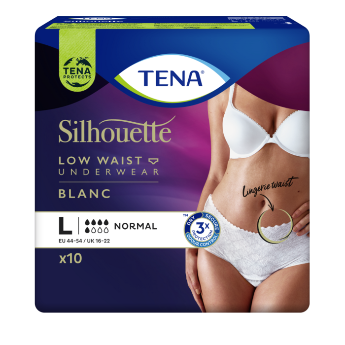 6 pakken TENA Silhouette Normal Low Waist Blanc  (oude variant)