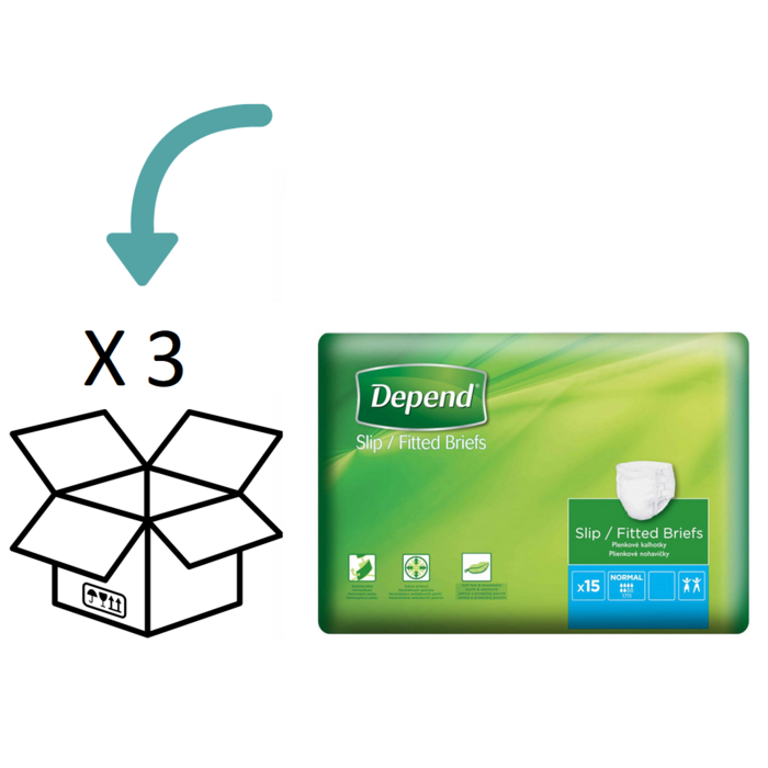 Depend Slip Normal S t/m XL | 3 pakken | 45 stuks