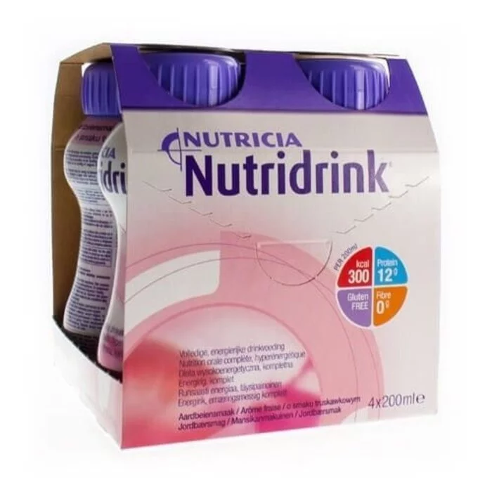Nutridrink Aardbei drinkvoeding 6 x 4 flesjes van 200 ml