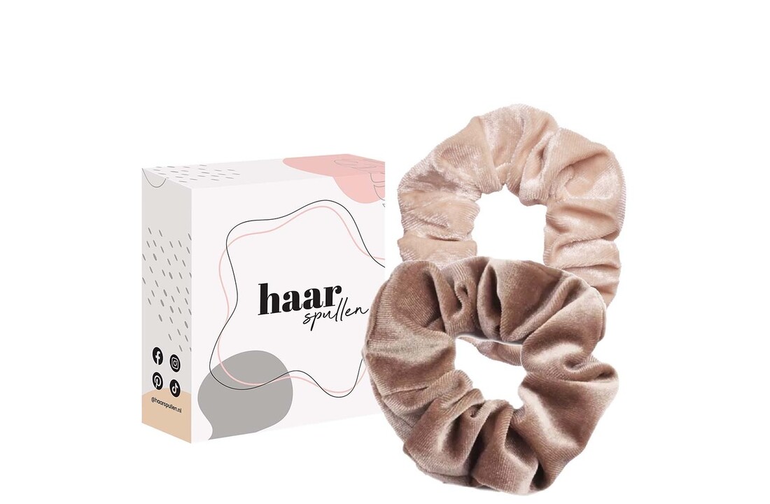 All About The Nudes Scrunchie Duo Set - Beige & Lichtbruin