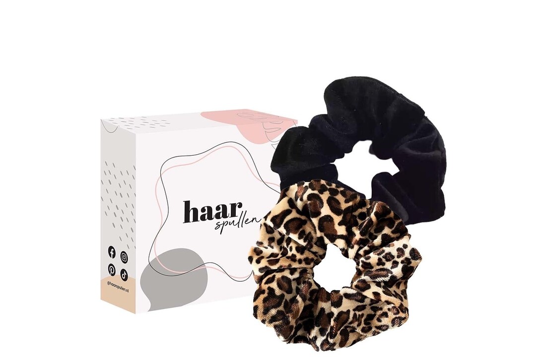 Black Panther Scrunchie Duo Set - Panterprint & Zwart