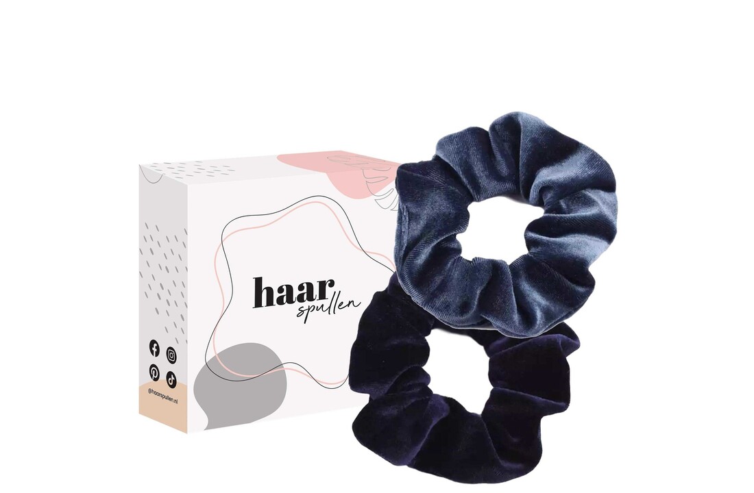All About The Blues Scrunchie Duo Set - Dark Blue & Navy Blue