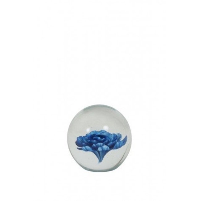 Light en Living Ornament Ø8,5x8,5 cm FLOWER glas blauw