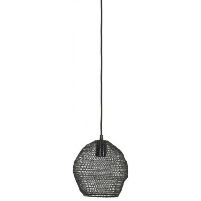 Light en Living Hanglamp NOLA gaas glans zwart Ø18x20 cm van Light & Living