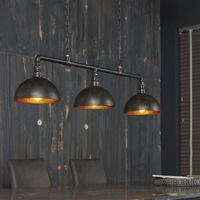 WoonStijl Hanglamp 3L Halfronde Kap-Industrial Tube