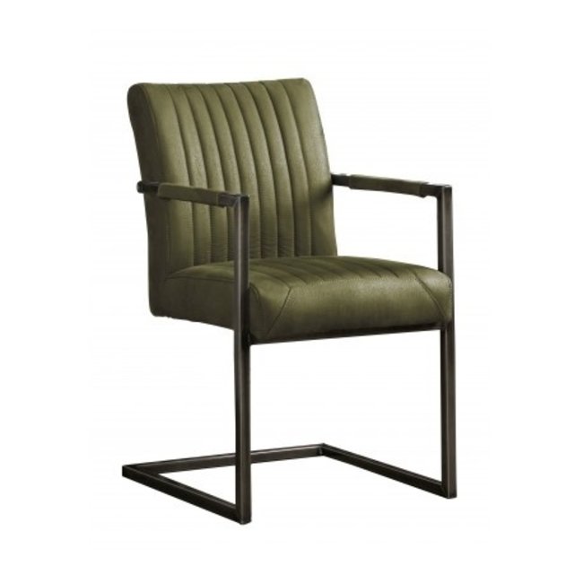 Tower Living Eetkamerstoel Ferro met armleuning - Cognac, donkerbruin, antraciet en groen