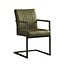 Tower Living Eetkamerstoel Ferro met armleuning - Cognac, donkerbruin, antraciet en groen