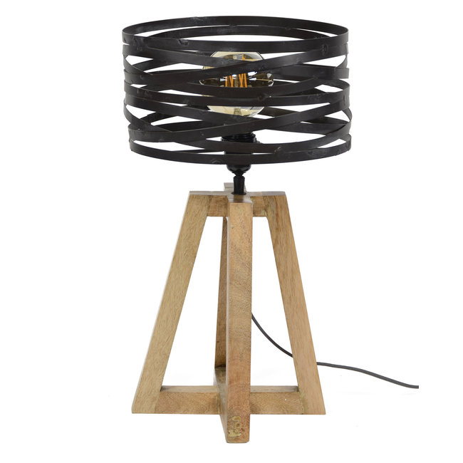 WoonStijl Tafellamp twist houten kruisframe / Slate grey