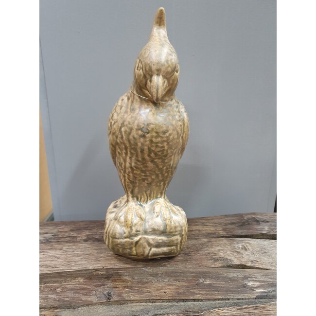 Light en Living Ornament Vogel Papegaai 12x11x28,5 cm Glanzend Olijfgroen