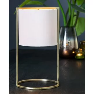Light en Living Tafellamp SANTOS groot Ø 25x45 - Licht roze kap - antique brass frame