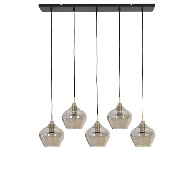 Light en Living Hanglamp 5L 104x20x120 cm RAKEL  antiek brons+smoke
