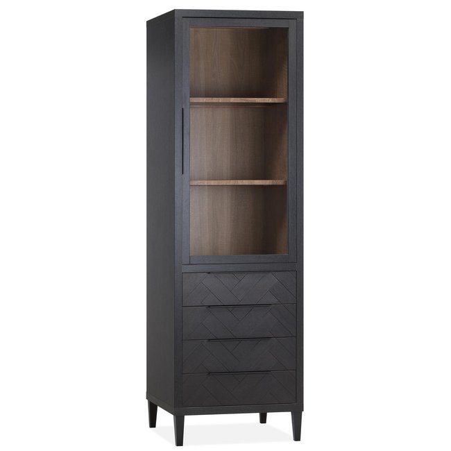 WoonMax Vitrinekast Gamma Old Piano met 1 glazen deur en 4 lades
