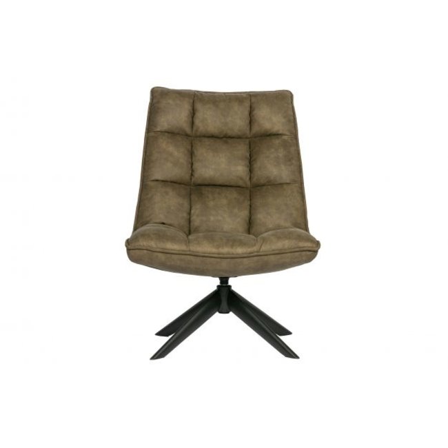 Woood Jouke draaifauteuil kunstleer - Groen en Cognac