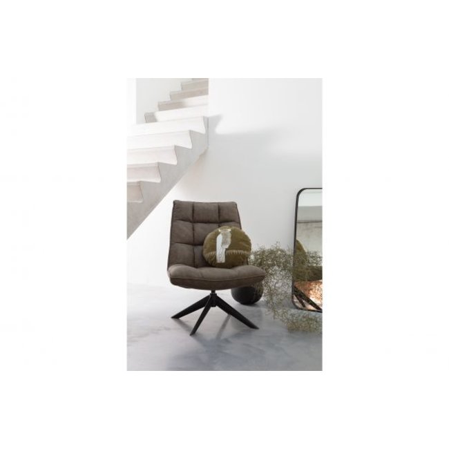 Woood Jouke draaifauteuil kunstleer - Groen en Cognac