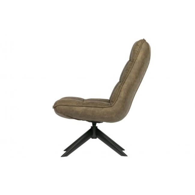 Woood Jouke draaifauteuil kunstleer - Groen en Cognac