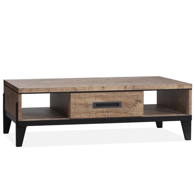 WoonMax Union salontafel 1 lade en 2 open vakken - Lamulux Mango