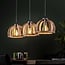 WoonStijl WoonStijl Hanglamp 3x Ø30 met gebogen houten spijlen