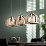WoonStijl WoonStijl Hanglamp 3x Ø30 met gebogen houten spijlen
