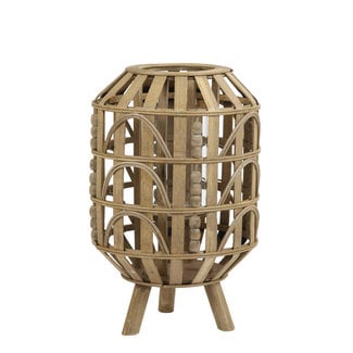 Light en Living Lantaarn HERBA donkerbruin hout - Ø25x39 cm