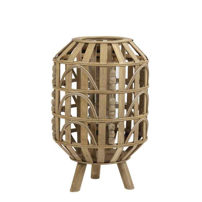 Light en Living Lantaarn HERBA donkerbruin hout - Ø25x39 cm