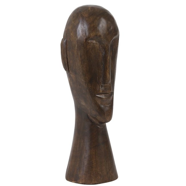 Light en Living Ornament 12x11x38 cm HEAD in bruin hout