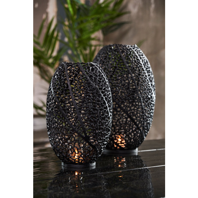 Light en Living Windlicht SINULA mat zwart - 2 maten - Light & Living