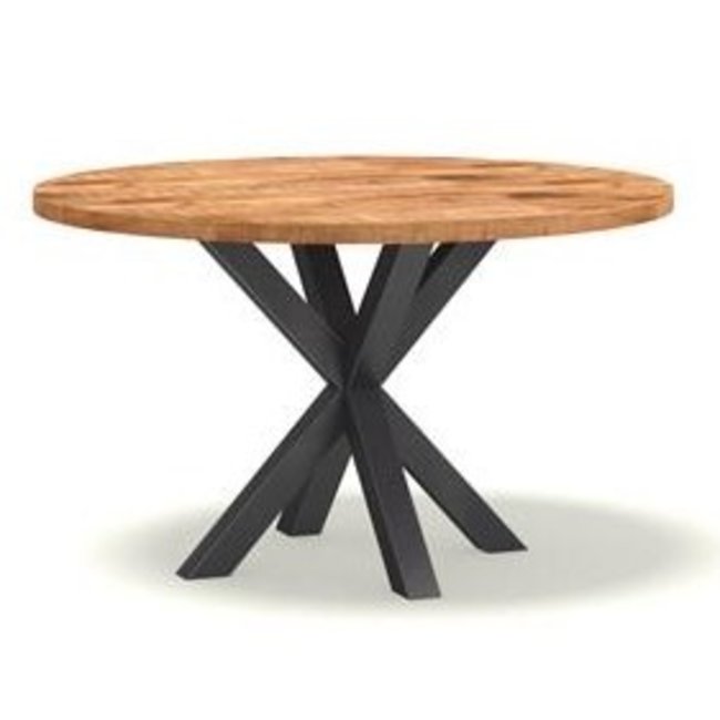 Tower Living Basto ronde eettafel 130 cm - Mangohout & Industrieel design