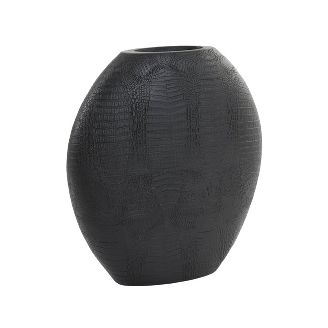 Light en Living Vaas deco 39x11x40 cm SKELD mat zwart van Light & Living