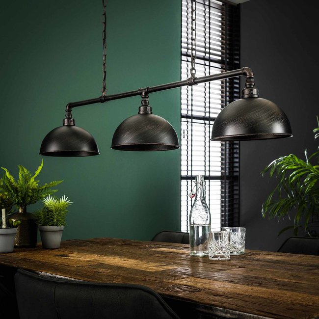 WoonStijl Hanglamp 3L Halfronde Kap-Industrial Tube