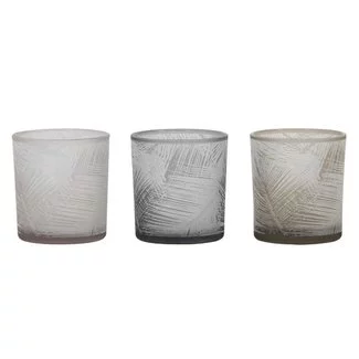 Light en Living Windlicht set van 3 SYLVER Glas Grijs, bruin en beige