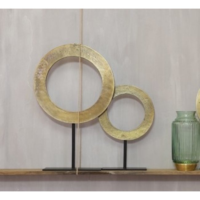 Light en Living Ornament op voet Ø35x56 cm WAIWO ruw antiek brons-mat zwart