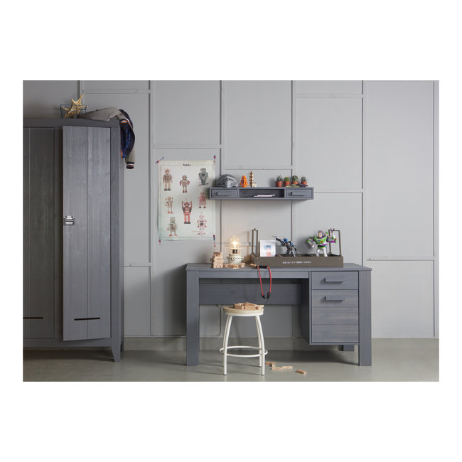 Woood Dennis Bureau Grenen Steel Grey Geborsteld [fsc]