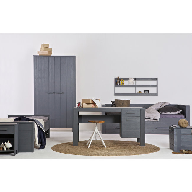 Woood Dennis Bureau Grenen Steel Grey Geborsteld [fsc]