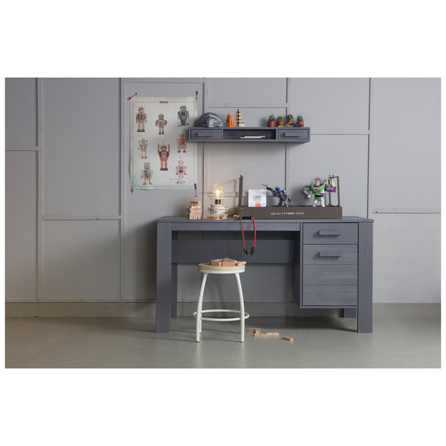 Woood Dennis Bureau Grenen Steel Grey Geborsteld [fsc]