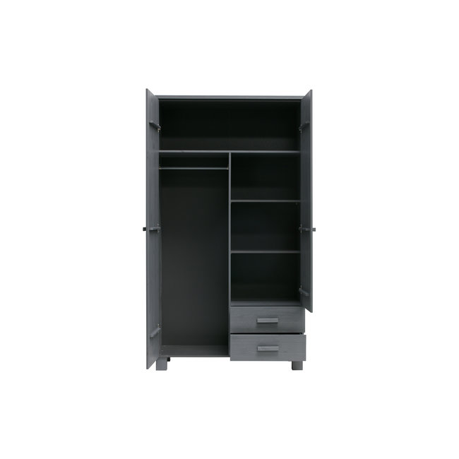 Woood Dennis Kast Met Laden Grenen Steel Grey Geborsteld [fsc]