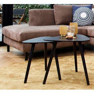 Woood Set van 2 - Nila Bijzettafels Zwart