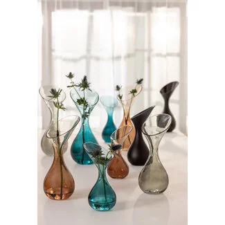 Light en Living Vaas deco Herley glas grijs groen - 2 maten