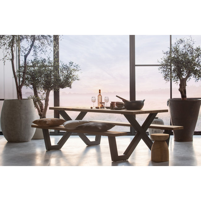 Woood Tablo Outdoor Picknicktafel Naturel Met X-poot Metaal [fsc]