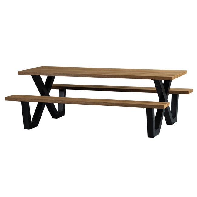 Woood Tablo Outdoor Picknicktafel Naturel Met X-poot Metaal [fsc]