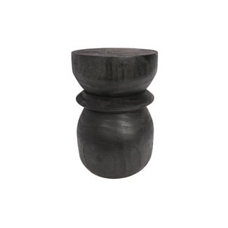 Woood Bikkel Kruk Hout Zwart 40xØ28cm