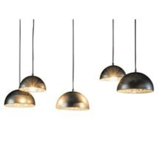 WoonStijl Hanglamp 5L met crossbar en old silvery mirror inside. / Old silvery finish