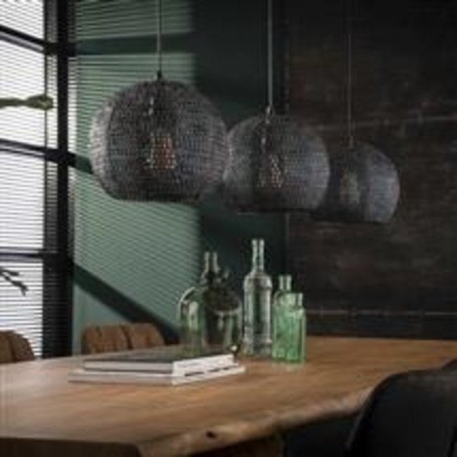WoonStijl Hanglamp 3x armor half rond / Zwart bruin